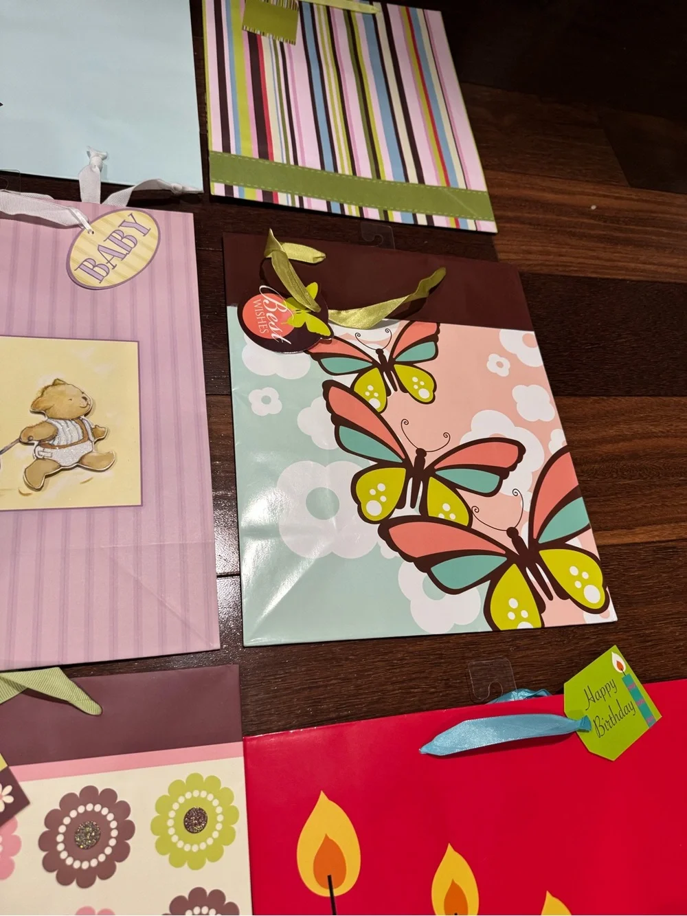 Assorted Gift Bag Set - Pastel Pink Floral & Striped Designs